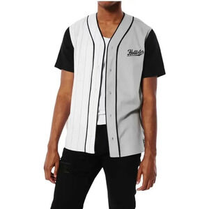 NWOT Hollister Men’s Button Down Baseball Jersey Shirt Gray White Black Size M